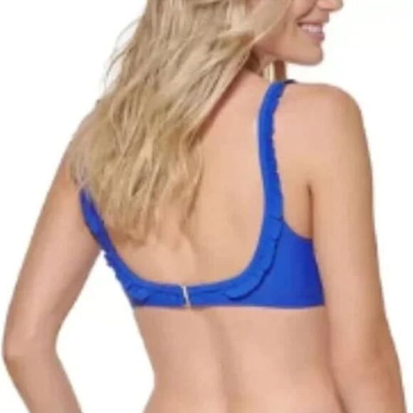 NWT Tommy Hilfiger Women's Blue Ruffle Bikini Top - Picture 3 of 6